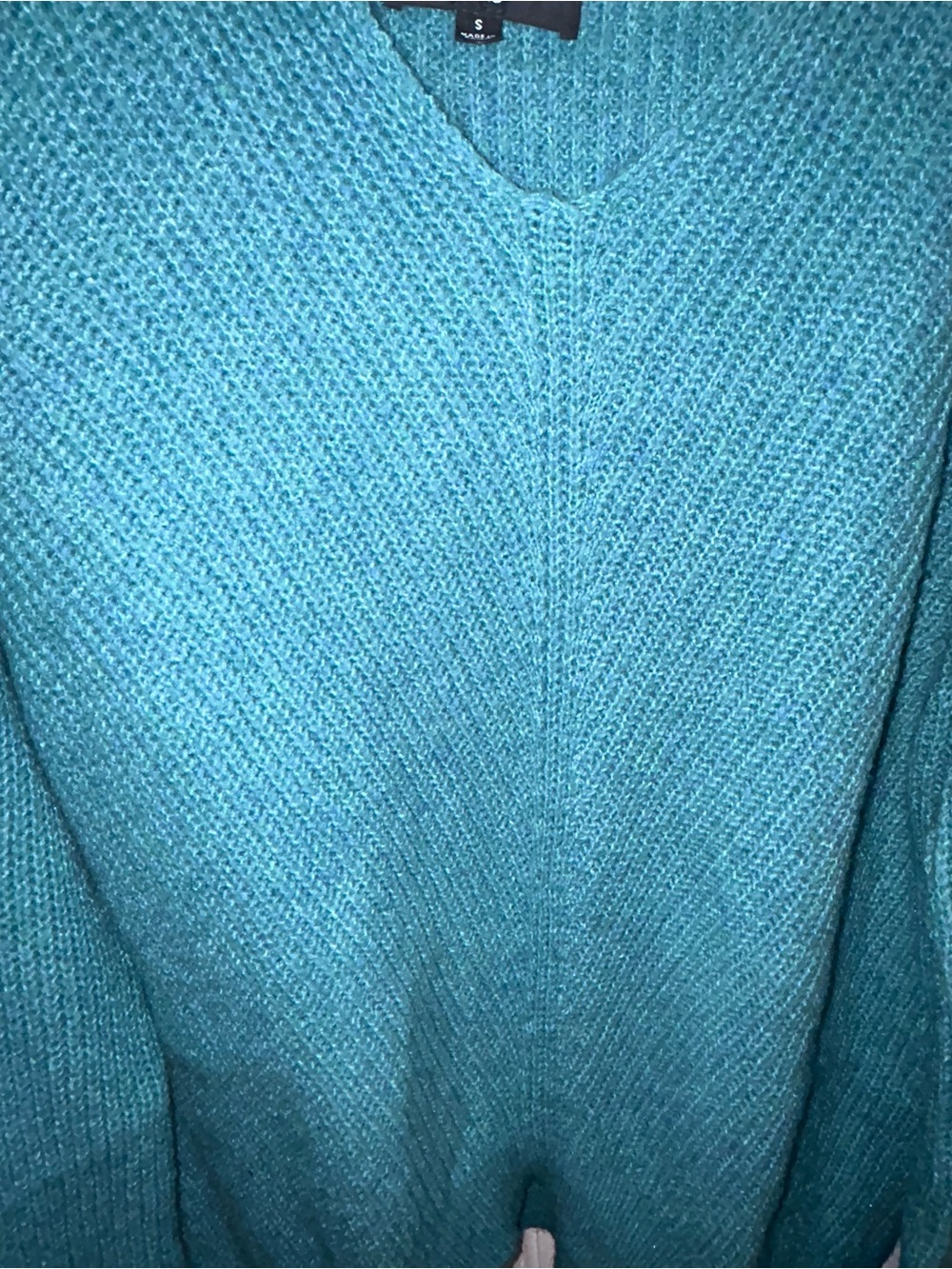 Lulus Change Things Up Teal Multi Knit V-neck Sweater Blue - Size S - Picture 7 of 8
